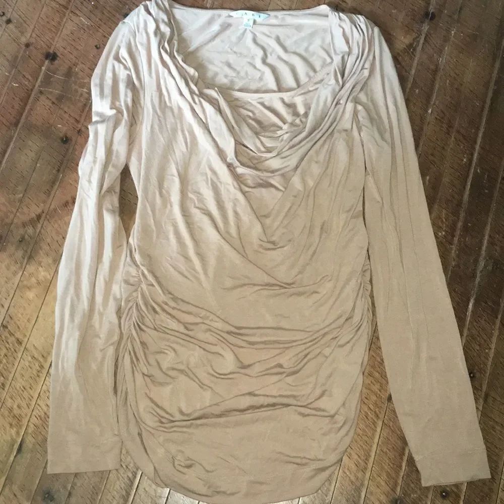 CAbi S ruched sides draped front elevated basic blouse